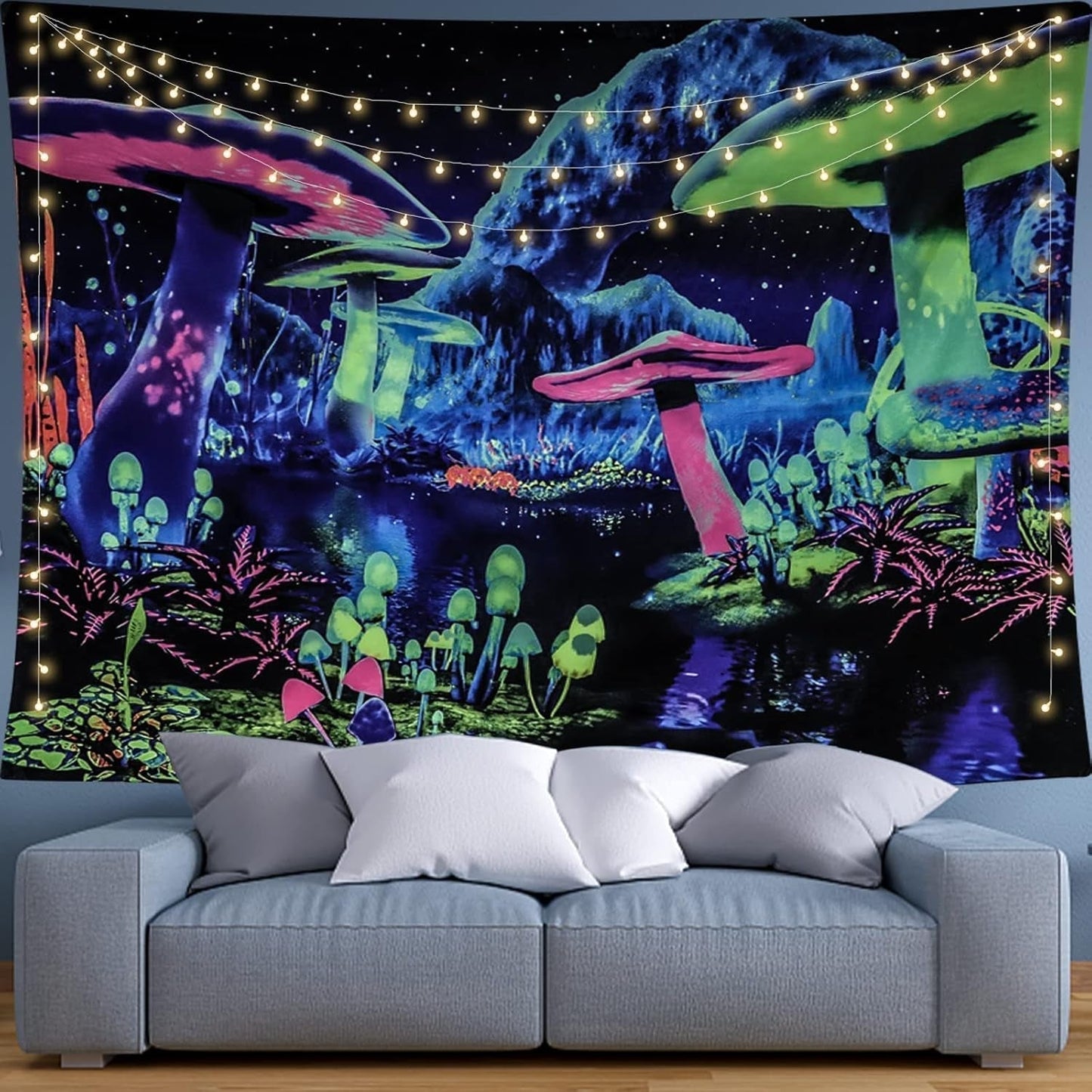 Gobeläng dremisland blacklight svamp psykedelisk reaktiv galaxvägg Hem - Tillbehör och dekorationer Naty Shop