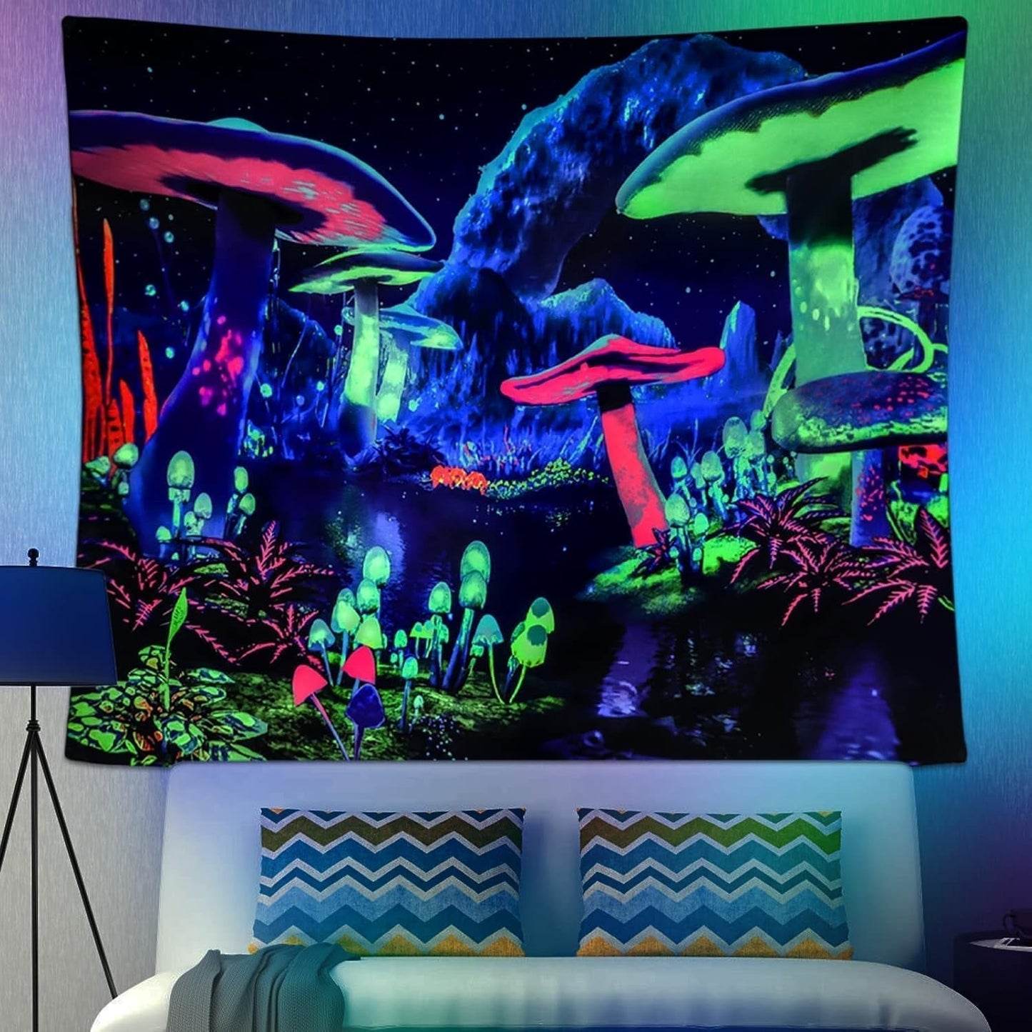 Gobeläng dremisland blacklight svamp psykedelisk reaktiv galaxvägg Hem - Tillbehör och dekorationer Naty Shop