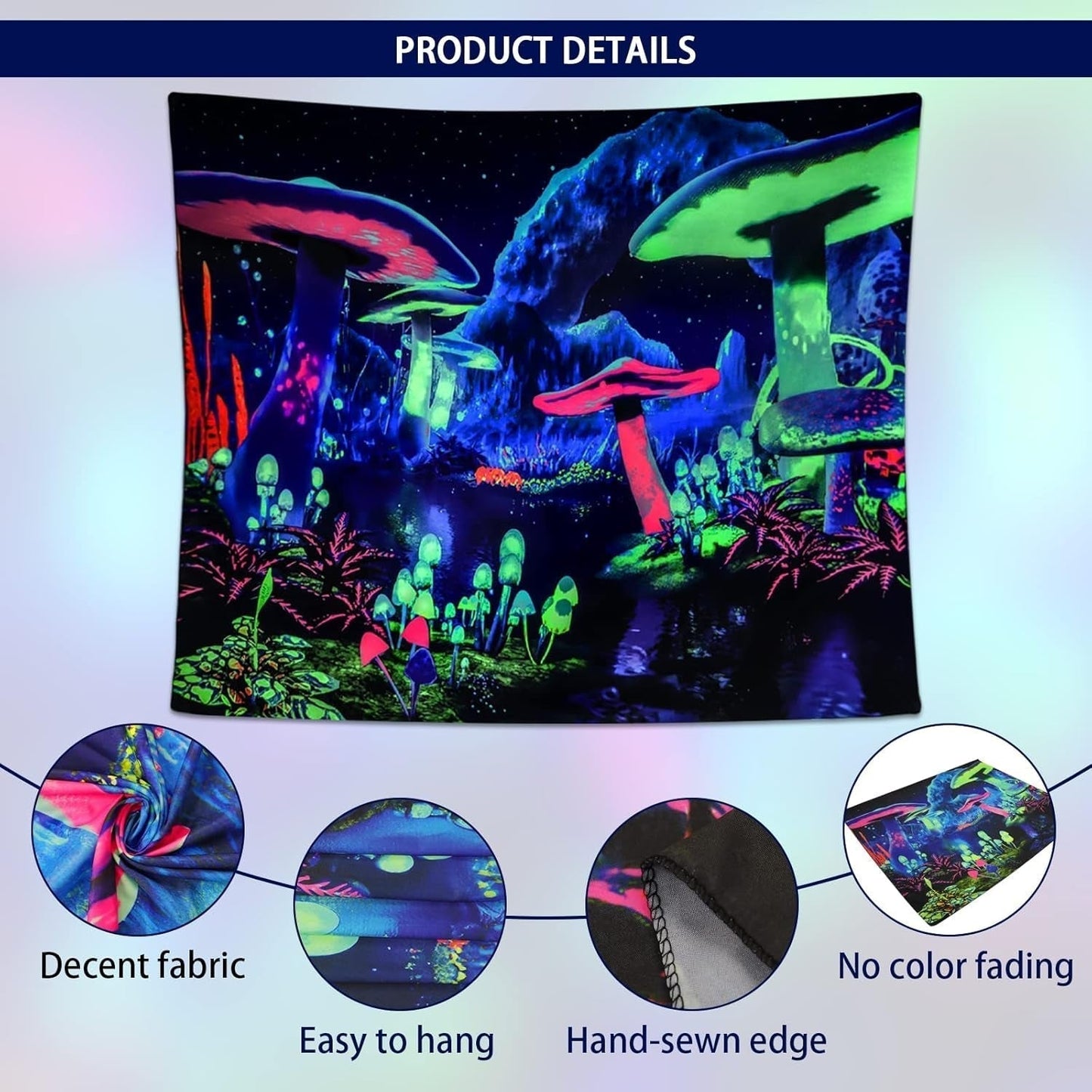Gobeläng dremisland blacklight svamp psykedelisk reaktiv galaxvägg Hem - Tillbehör och dekorationer Naty Shop