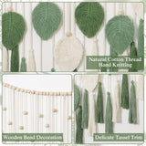 Dremisland gobeläng stora beige gröna blad tofsar Hem - Accessoarer och dekorationer Naty Shop