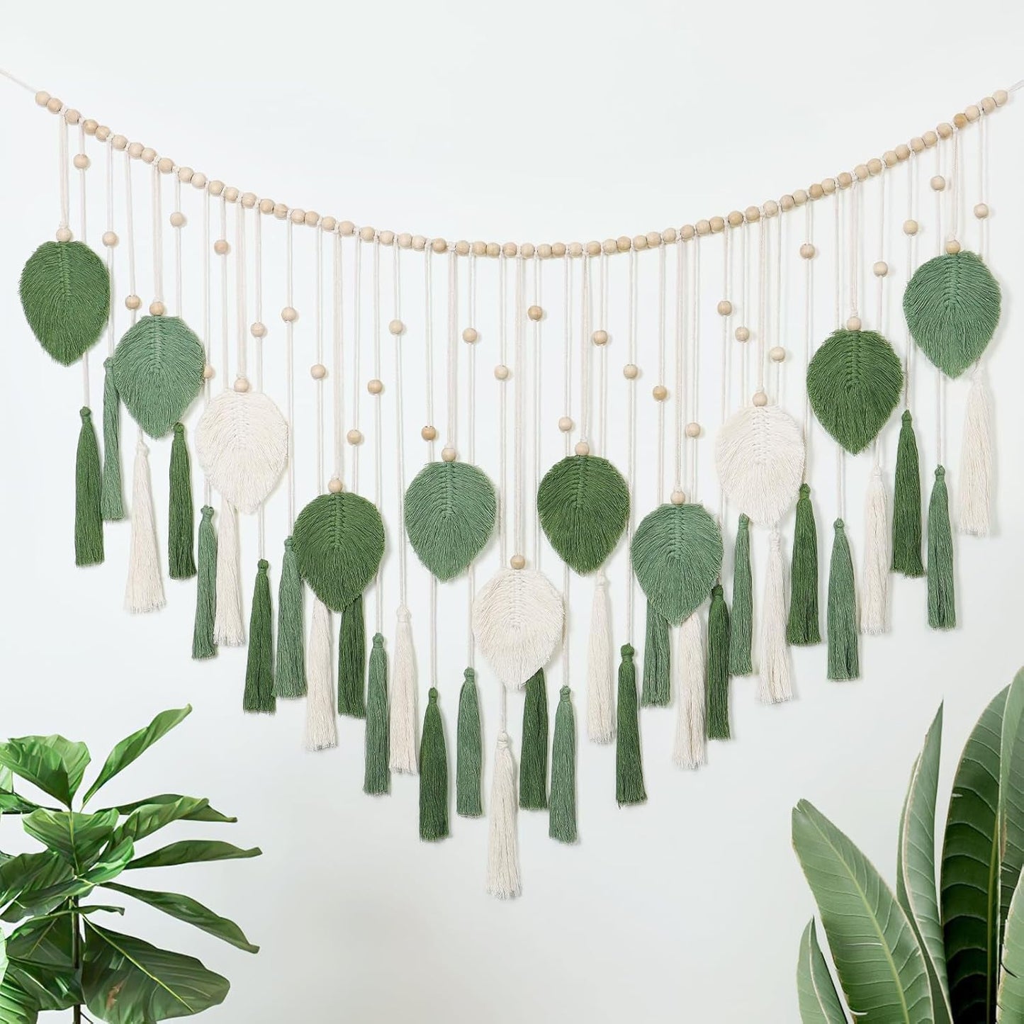 Dremisland gobeläng stora beige gröna blad tofsar Hem - Tillbehör och dekorationer Naty Shop Hälsningar