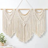 Gobeläng dremisland stor deco vävd beige Hem - Tillbehör och dekorationer Naty Shop Träpärlor