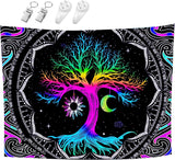 Gobeläng fluorescerande trädliv psykedelisk måne Hem - Tillbehör och dekorationer Naty Shop