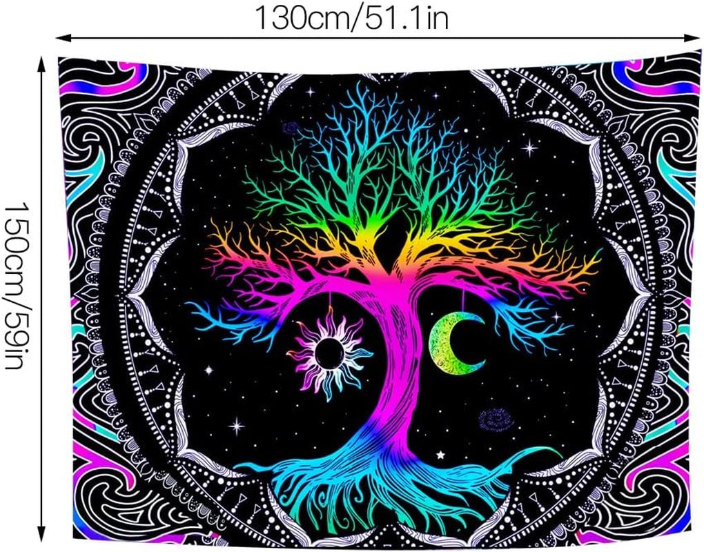 Gobeläng fluorescerande trädliv psykedelisk måne Hem - Tillbehör och dekorationer Naty Shop