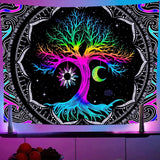 Gobeläng fluorescerande trädliv psykedelisk måne Hem - Tillbehör och dekorationer Naty Shop Standardtitel