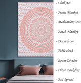 Möblerad finess rosa mandala gobeläng Hem - Accessoarer och dekorationer Naty Shop