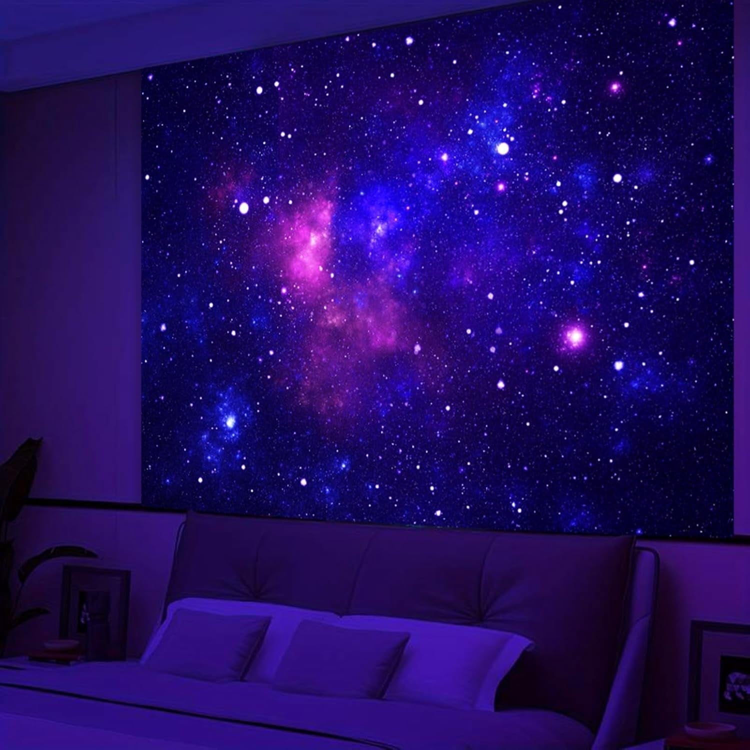 Gobeläng galax svart ljus stjärnhimmel reaktiv blå Hem - Tillbehör och dekorationer Naty Shop
