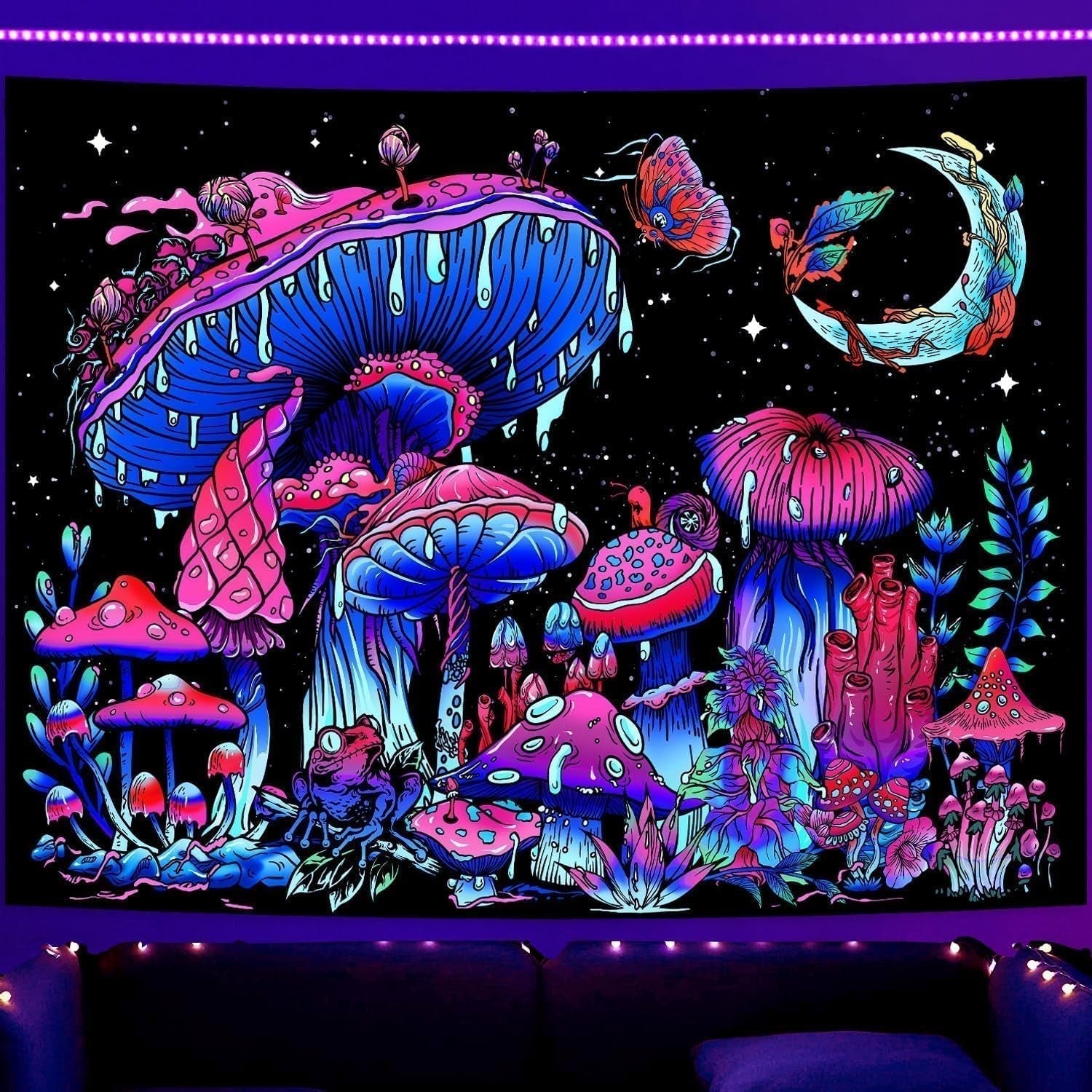 Gobeläng galax svart ljus stjärnhimmel reaktiv blå Hem - Tillbehör och dekorationer Naty Shop Svamp 200L X 150B Cm