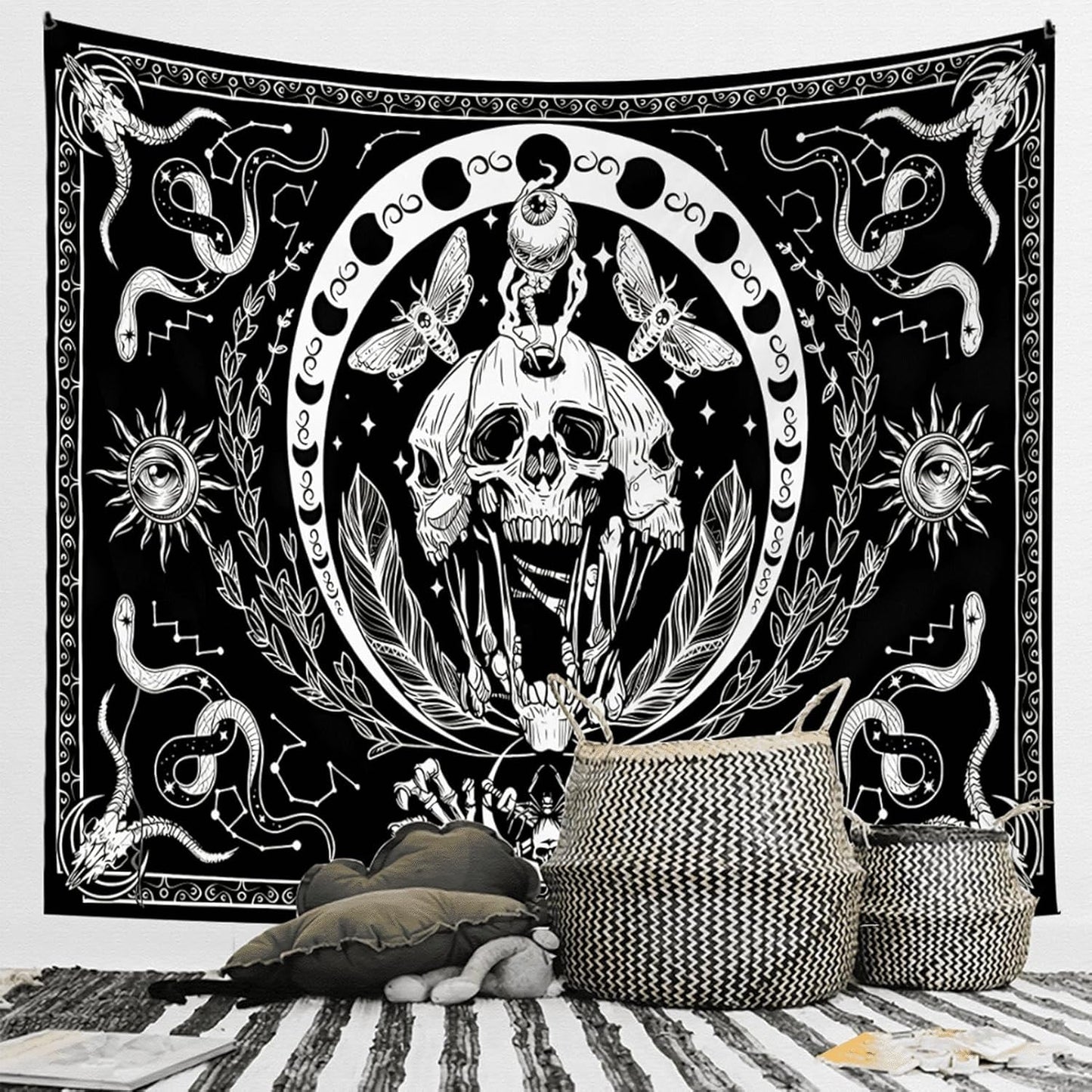 Gobeläng gothic halloween banderoll svart vit Hem - Accessoarer och dekorationer Naty Shop