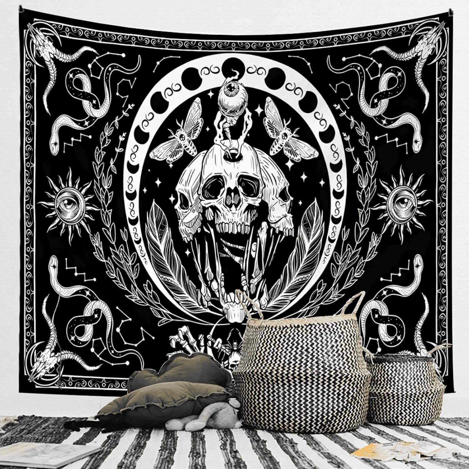 Gobeläng gothic halloween banderoll svart vit Hem - Accessoarer och dekorationer Naty Shop