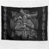 Gobeläng grå viking odin yxa svärd korpkors Hem - Accessoarer och dekorationer Naty Shop