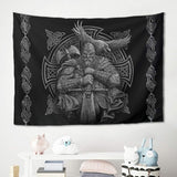 Gobeläng grå viking odin yxa svärd korpkors Hem - Accessoarer och dekorationer Naty Shop