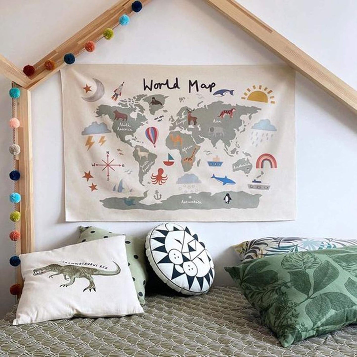 Haokaini gobeläng världskarta barnsäng foto Hem - Tillbehör och dekorationer Naty Shop
