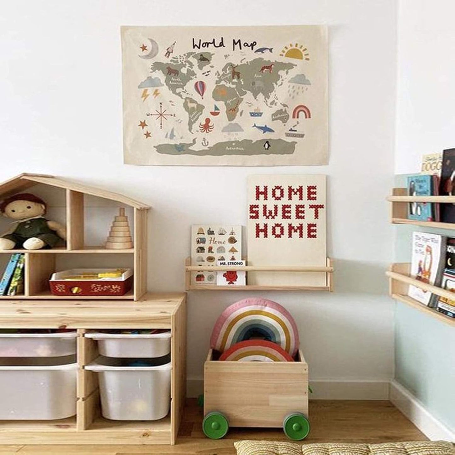 Haokaini gobeläng världskarta barnsäng foto Hem - Tillbehör och dekorationer Naty Shop
