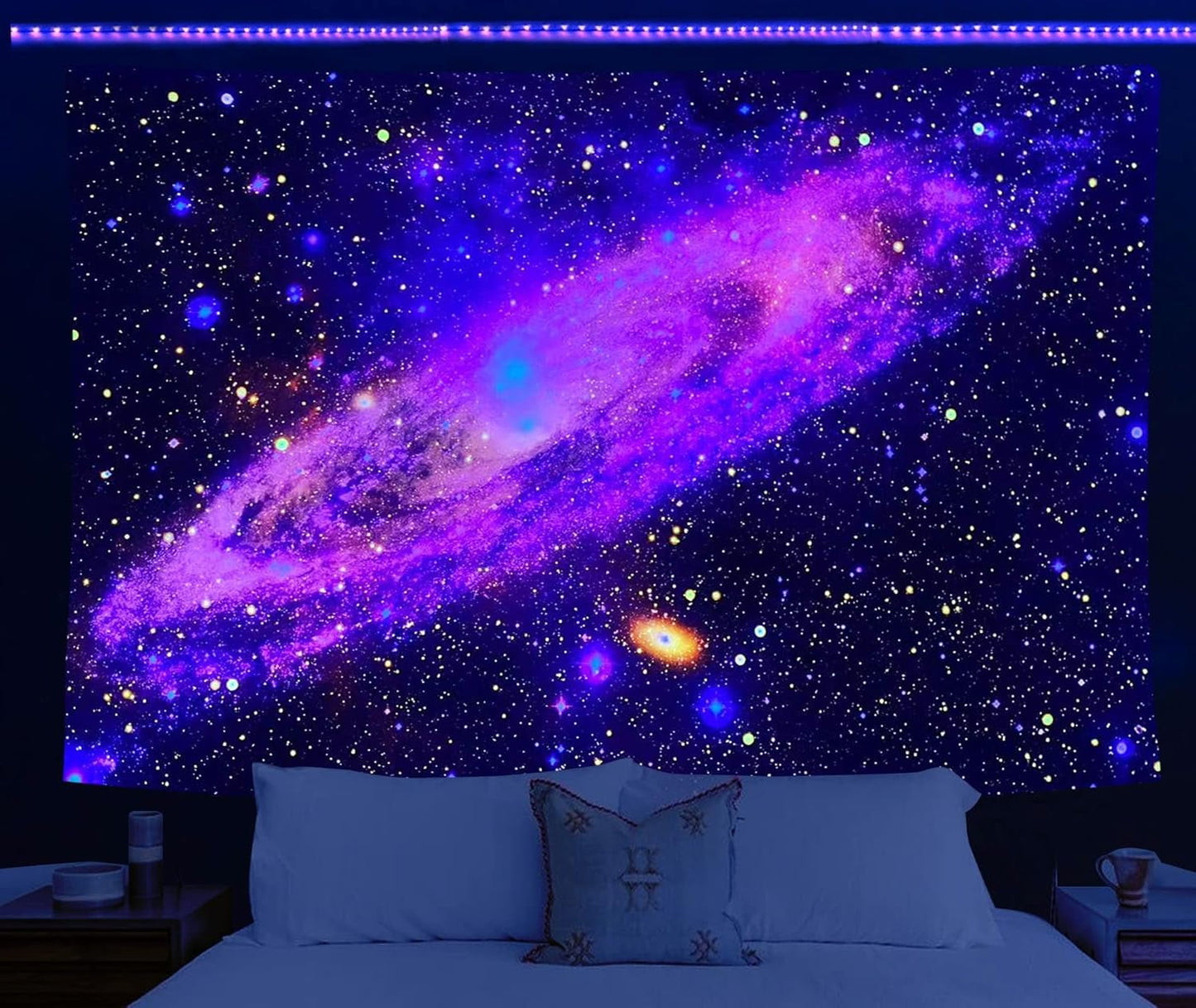 Holavida gobeläng fluorescerande galax stjärnhimmel abstrakt estetisk Hem - Tillbehör och dekorationer Naty Shop Cosmic Galaxy-A 200L X 150B Cm