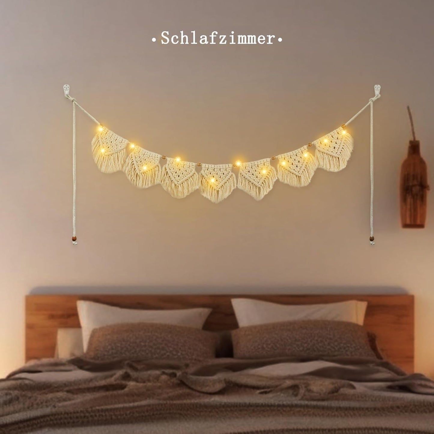 Gobeläng ihonyi deco chic fransad girlang led Hem - Tillbehör och dekorationer Naty Shop
