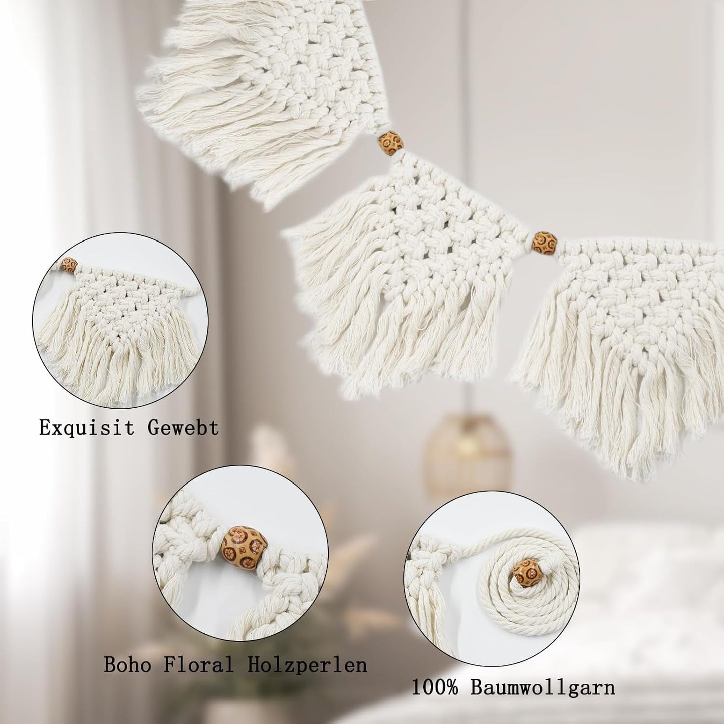 Gobeläng ihonyi deco chic fransad girlang led Hem - Tillbehör och dekorationer Naty Shop