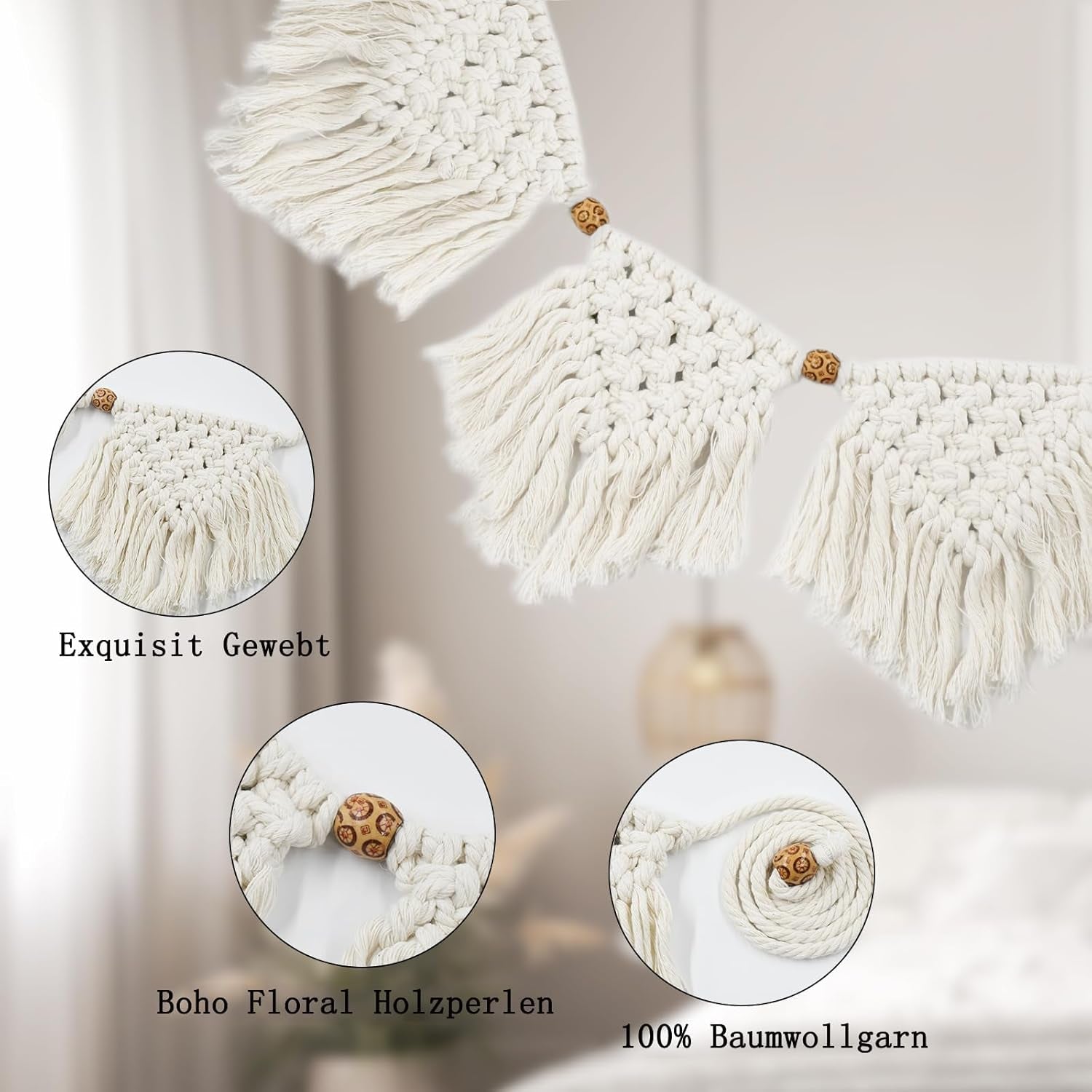 Gobeläng ihonyi deco chic fransad girlang led Hem - Tillbehör och dekorationer Naty Shop