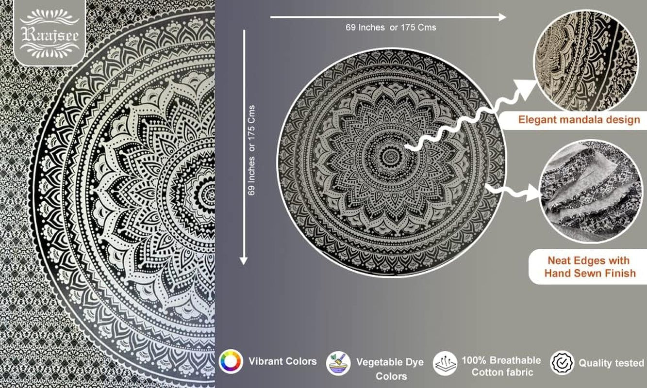 Gobeläng Indien strandhandduk rund mandala hippiestor indisk Hem - Tillbehör och dekorationer Naty Shop
