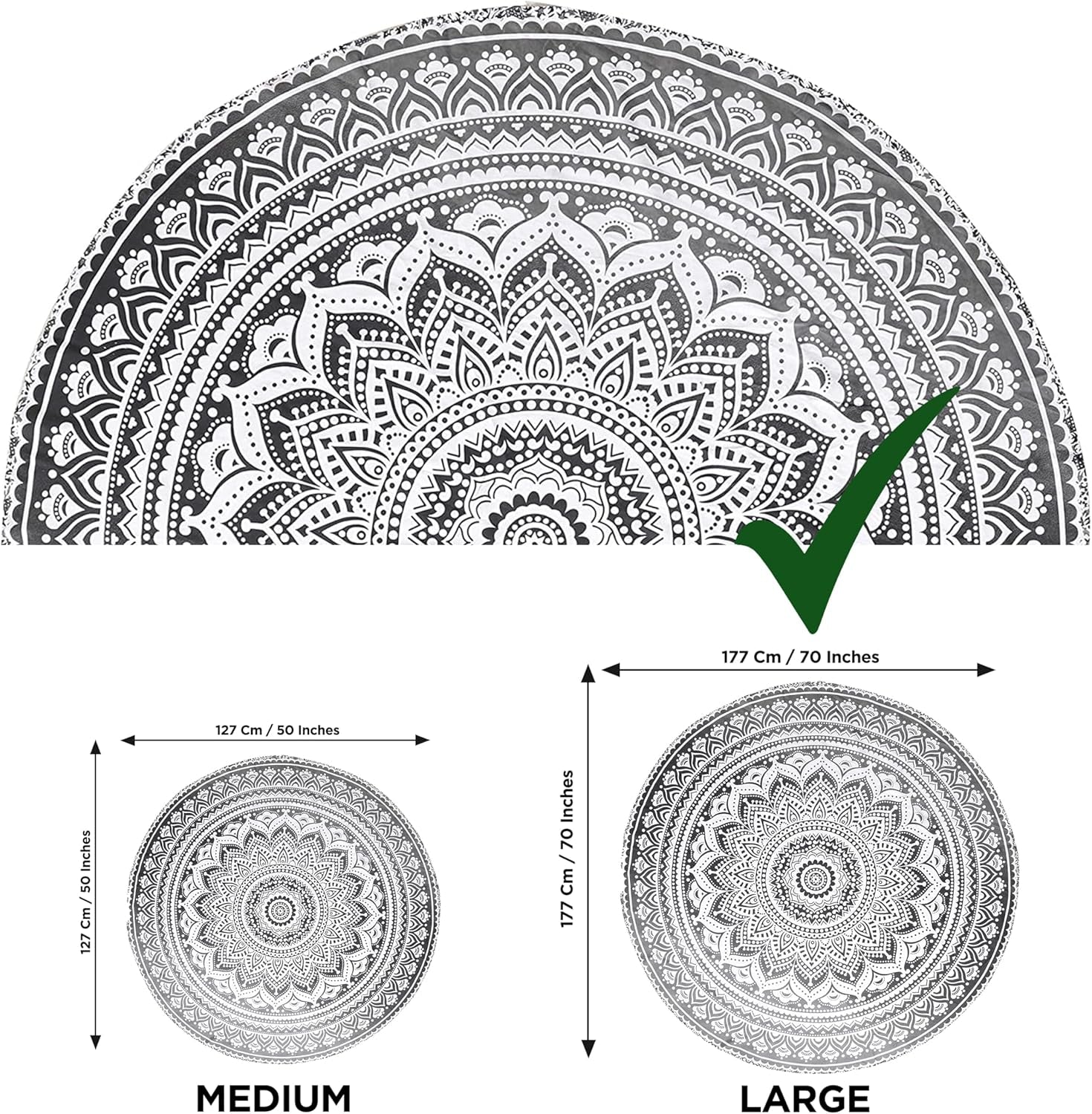 Gobeläng Indien strandhandduk rund mandala hippiestor indisk Hem - Tillbehör och dekorationer Naty Shop