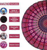 Indien gobeläng strandhandduk rund mandala hippie violett Hem - Accessoarer och dekorationer Naty Shop
