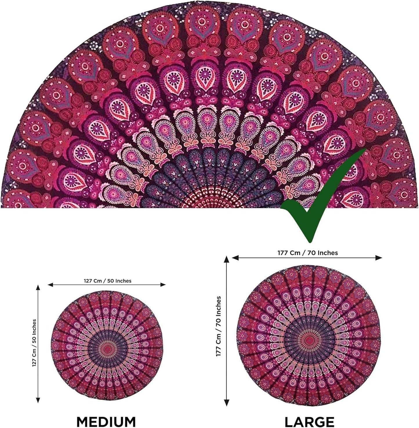 Indien gobeläng strandhandduk rund mandala hippie violett Hem - Accessoarer och dekorationer Naty Shop