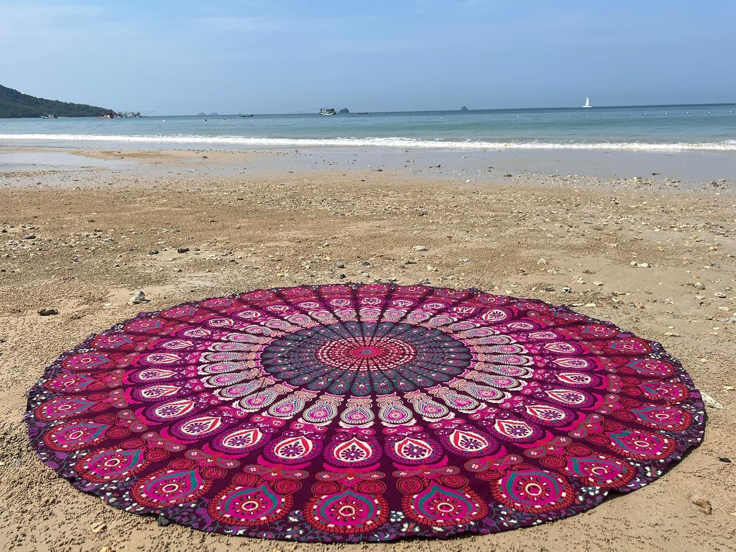 Indien gobeläng strandhandduk rund mandala hippie violett Hem - Accessoarer och dekorationer Naty Shop