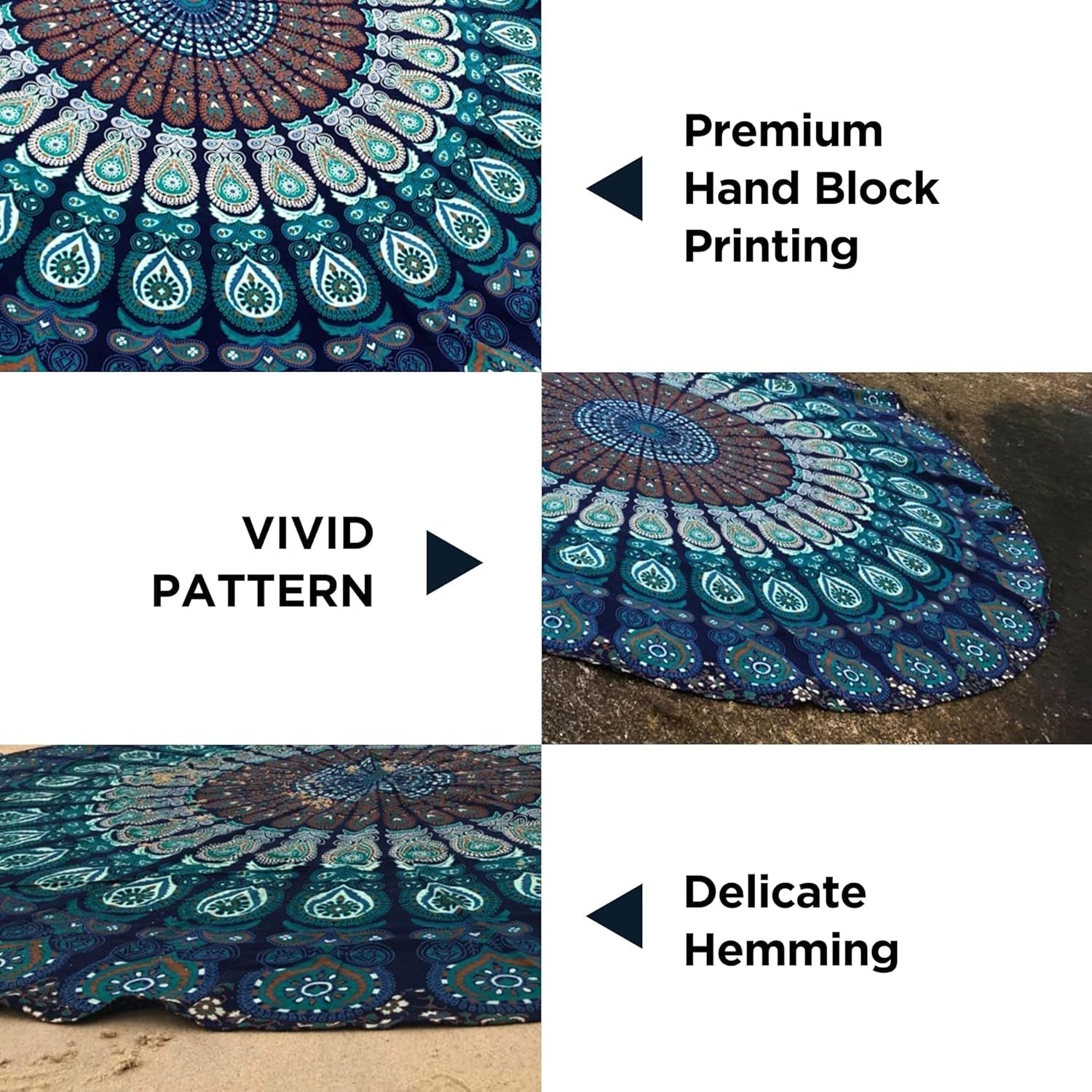 Indien gobeläng strandhandduk rund mandala hippie stor Indian Home - Accessoarer och dekorationer Naty Shop