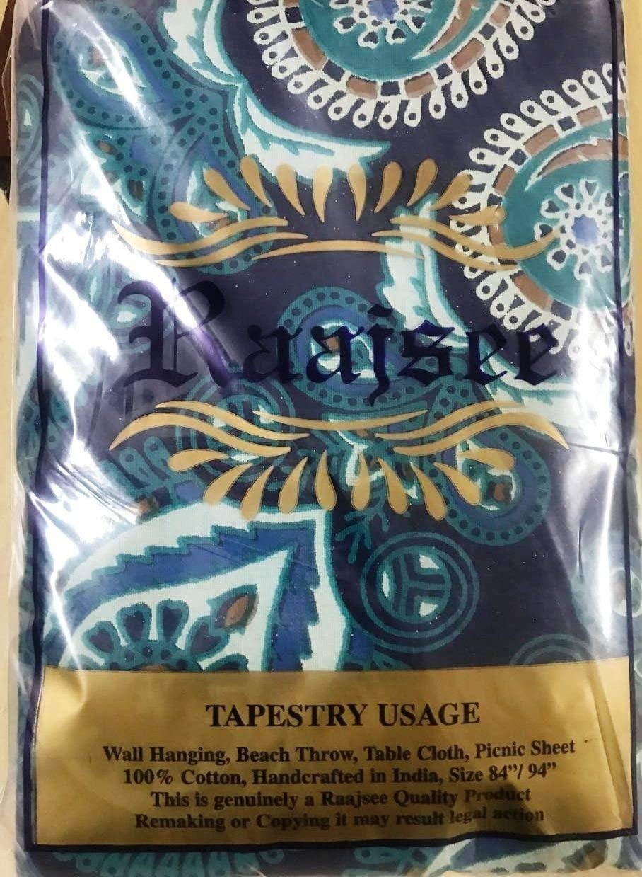 Indisk gobeläng psykedelisk mandala blå turkos elefant Hem - Tillbehör och dekorationer Naty Shop