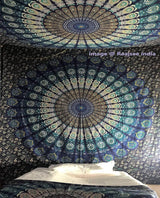 Indisk gobeläng psykedelisk mandala blå turkos elefant Hem - Tillbehör och dekorationer Naty Shop