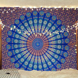 Indisk gobeläng psykedelisk mandala blå turkos elefant Hem - Tillbehör och dekorationer Naty Shop