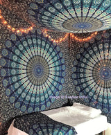 Indisk gobeläng psykedelisk mandala blå turkos elefant Hem - Tillbehör och dekorationer Naty Shop