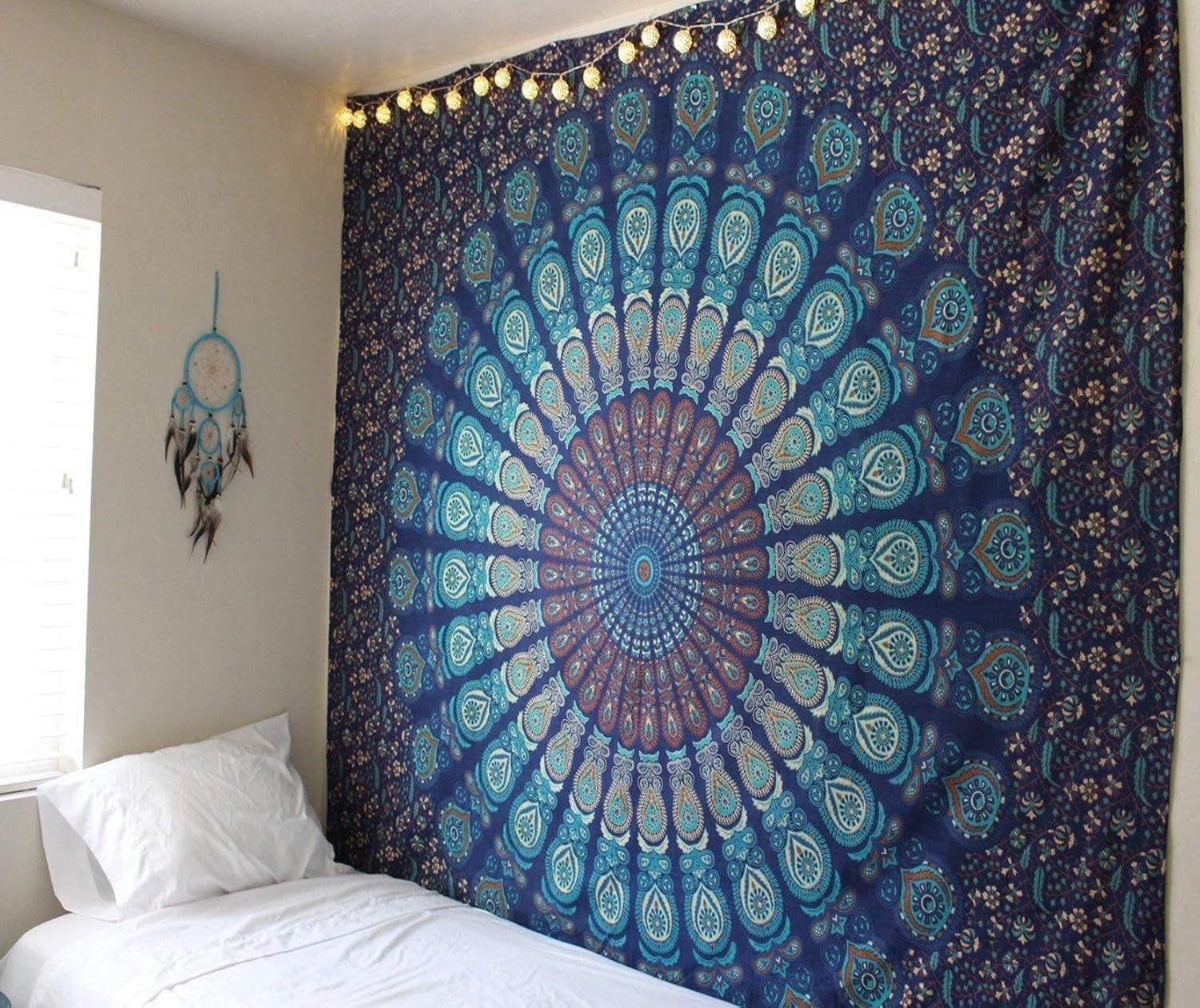 Indisk gobeläng psykedelisk mandala blå turkos elefant Hem - Tillbehör och dekorationer Naty Shop Standardtitel