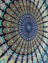Indisk gobeläng psykedelisk mandala blå turkos elefant Hem - Tillbehör och dekorationer Naty Shop