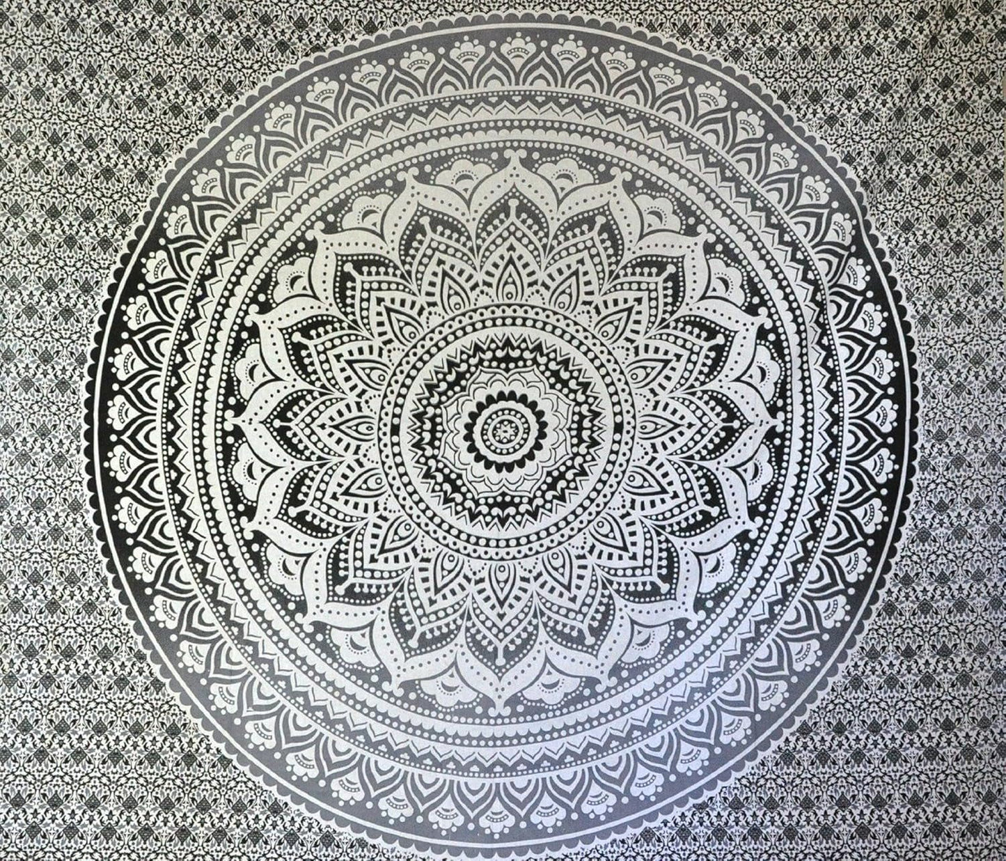 Indisk gobeläng psykedelisk mandala svart vit Indien Hem - Accessoarer och dekorationer Naty Shop
