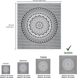 Indisk gobeläng psykedelisk mandala svart vit Indien Hem - Accessoarer och dekorationer Naty Shop