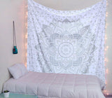 Indisk gobeläng mandala silver vitt rum estetisk duk Hem - Accessoarer och dekorationer Naty Shop