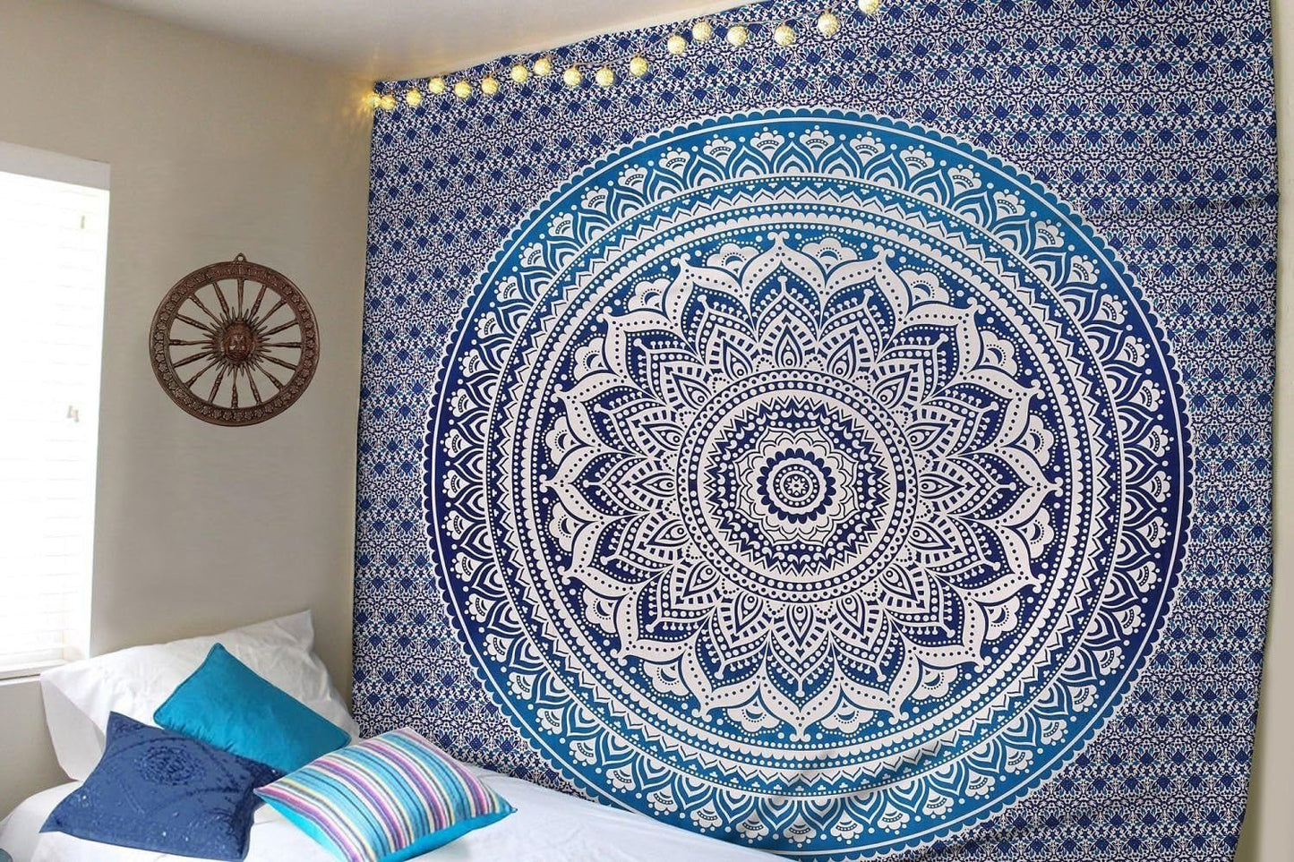 Indisk blå mandala gobeläng estetisk rumsdekoration Hem - Tillbehör och dekorationer Naty Shop