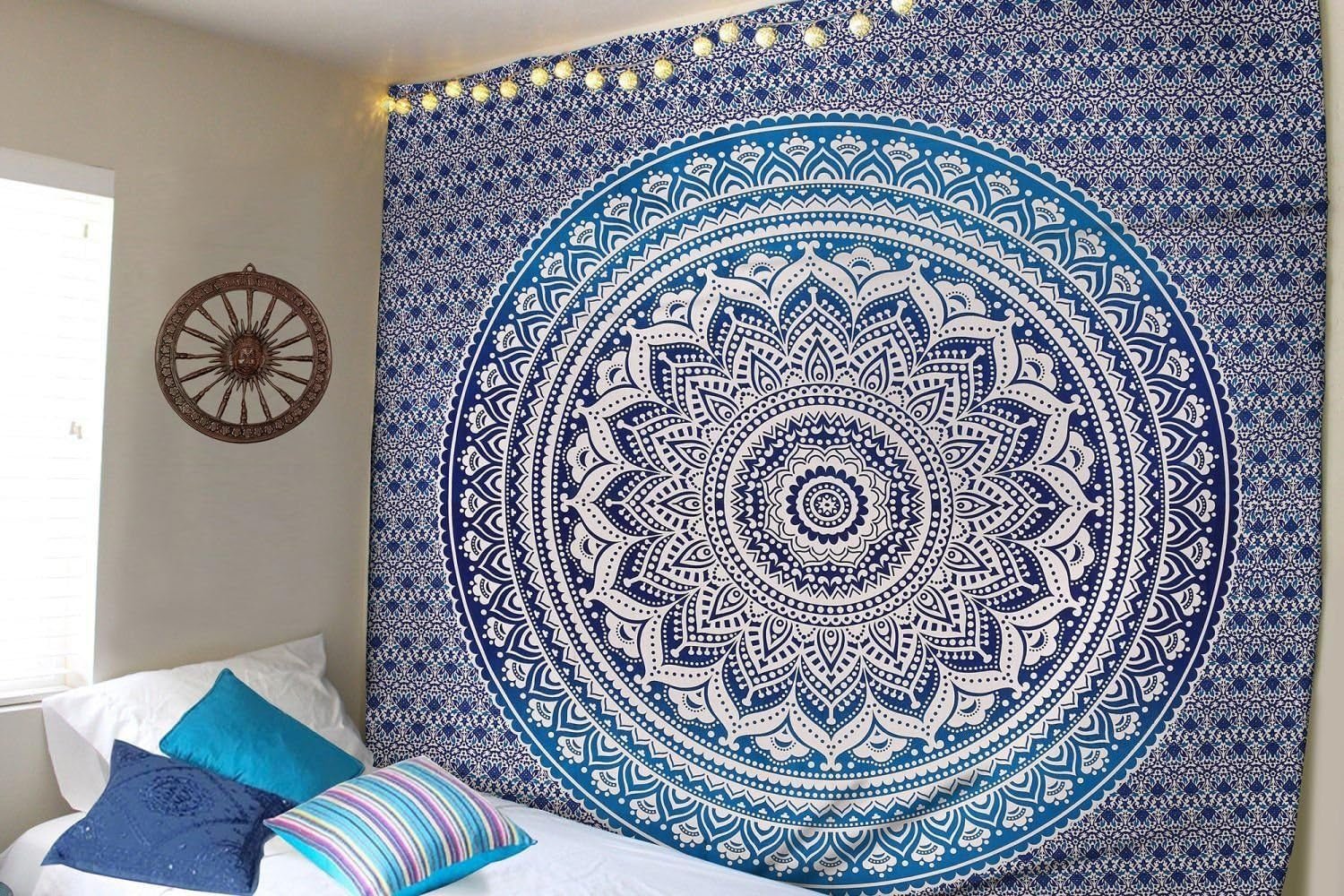 Indisk blå mandala gobeläng estetisk rumsdekoration Hem - Tillbehör och dekorationer Naty Shop