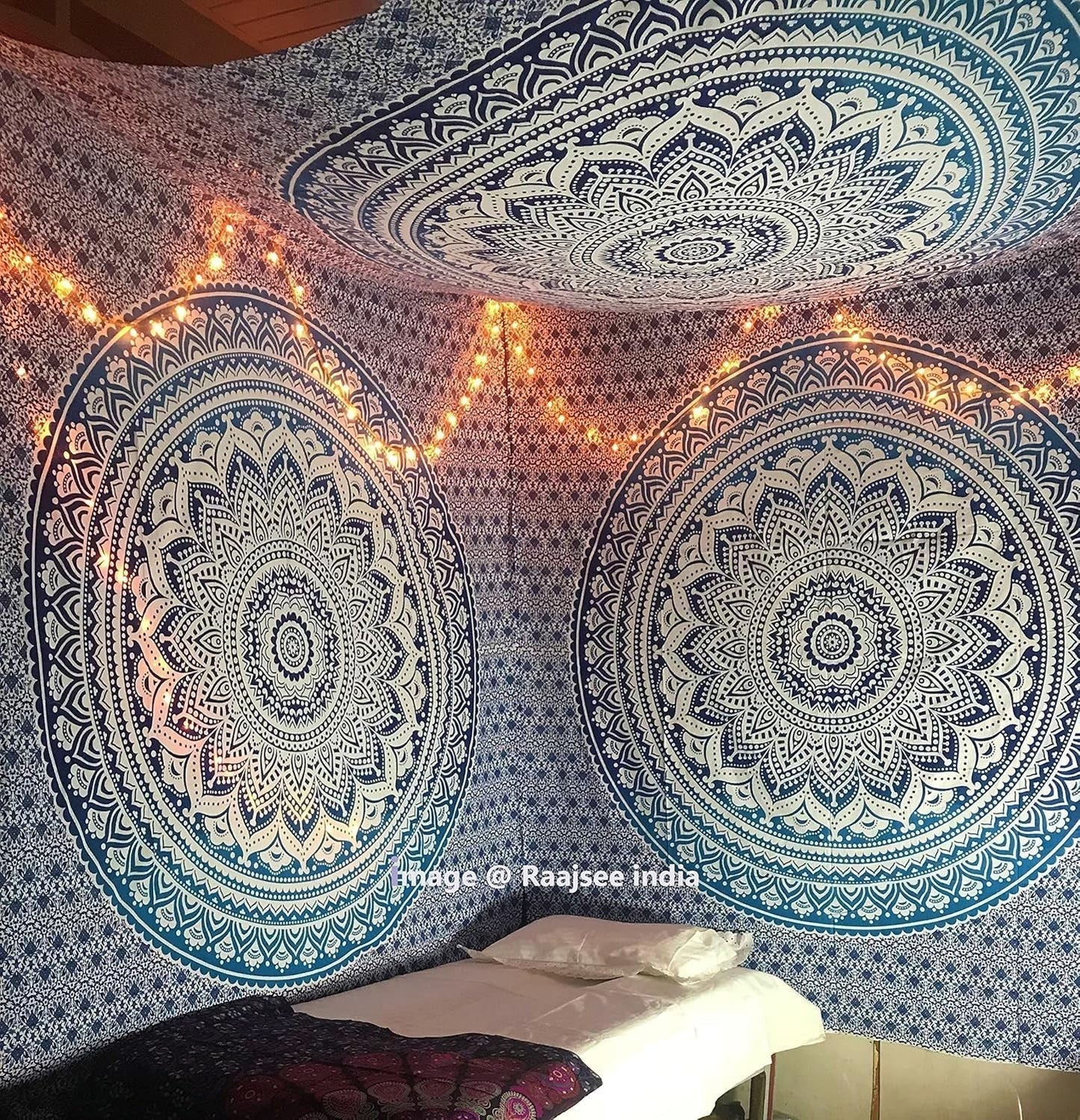 Indisk blå mandala gobeläng estetisk rumsdekoration Hem - Tillbehör och dekorationer Naty Shop