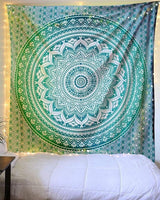 Indisk grön mandala gobeläng estetisk dekoration Heminredning - Tillbehör och dekorationer Naty Shop