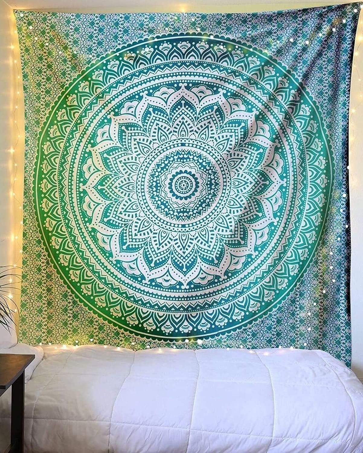 Indisk grön mandala gobeläng estetisk dekoration Heminredning - Tillbehör och dekorationer Naty Shop