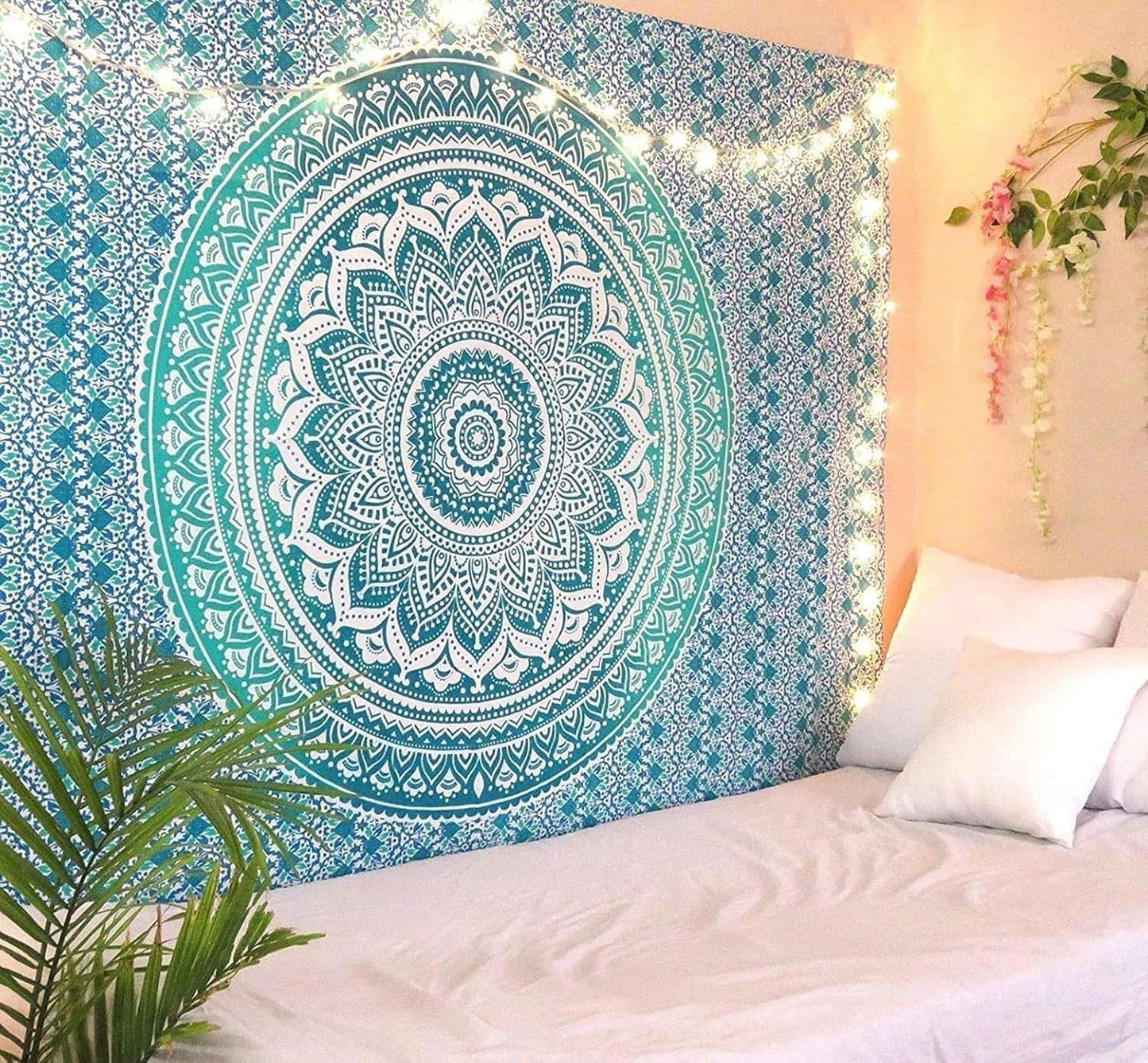 Indisk grön mandala gobeläng estetisk dekoration Heminredning - Tillbehör och dekorationer Naty Shop