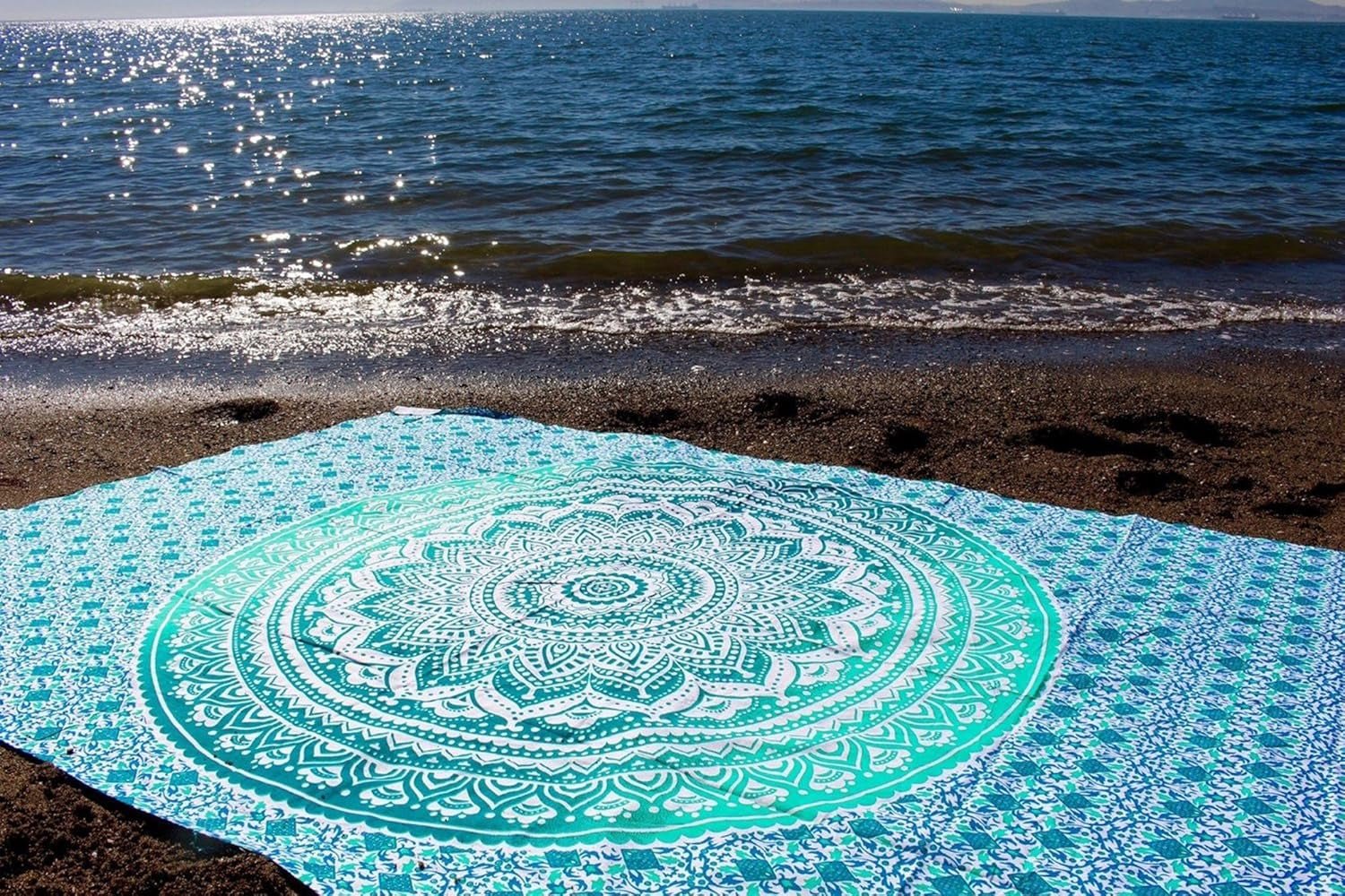 Indisk grön mandala gobeläng estetisk dekoration Heminredning - Tillbehör och dekorationer Naty Shop