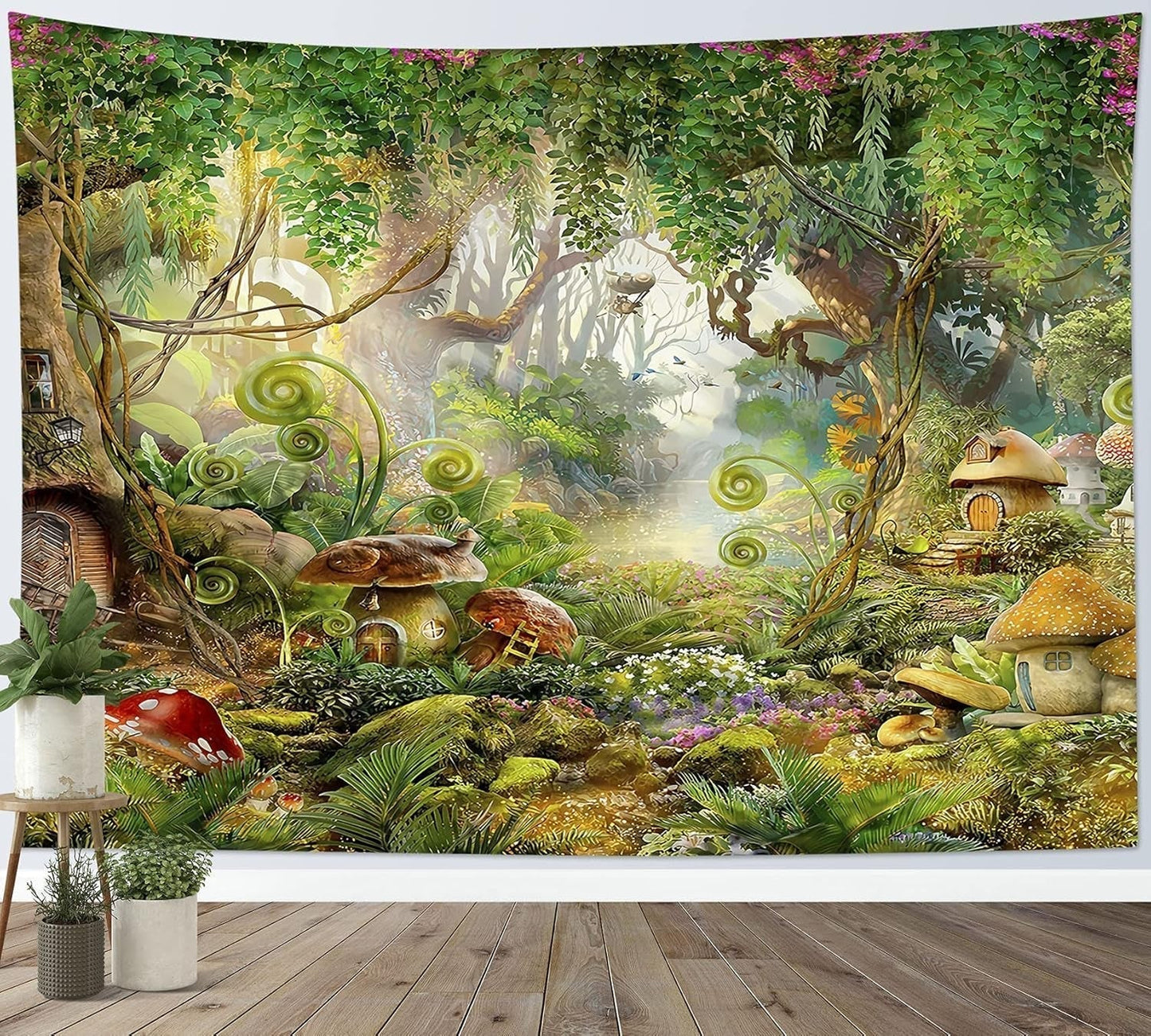 Japansk gobeläng canvas röda körsbärsblommor solvägg Hem - Tillbehör och dekorationer Naty Shop Multi 27 235L X 180B Cm