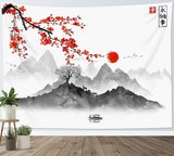 Japansk gobeläng panza röda körsbärsblommor solvägg Hem - Tillbehör och dekorationer Naty Shop Multi 01 200L X 150B Cm