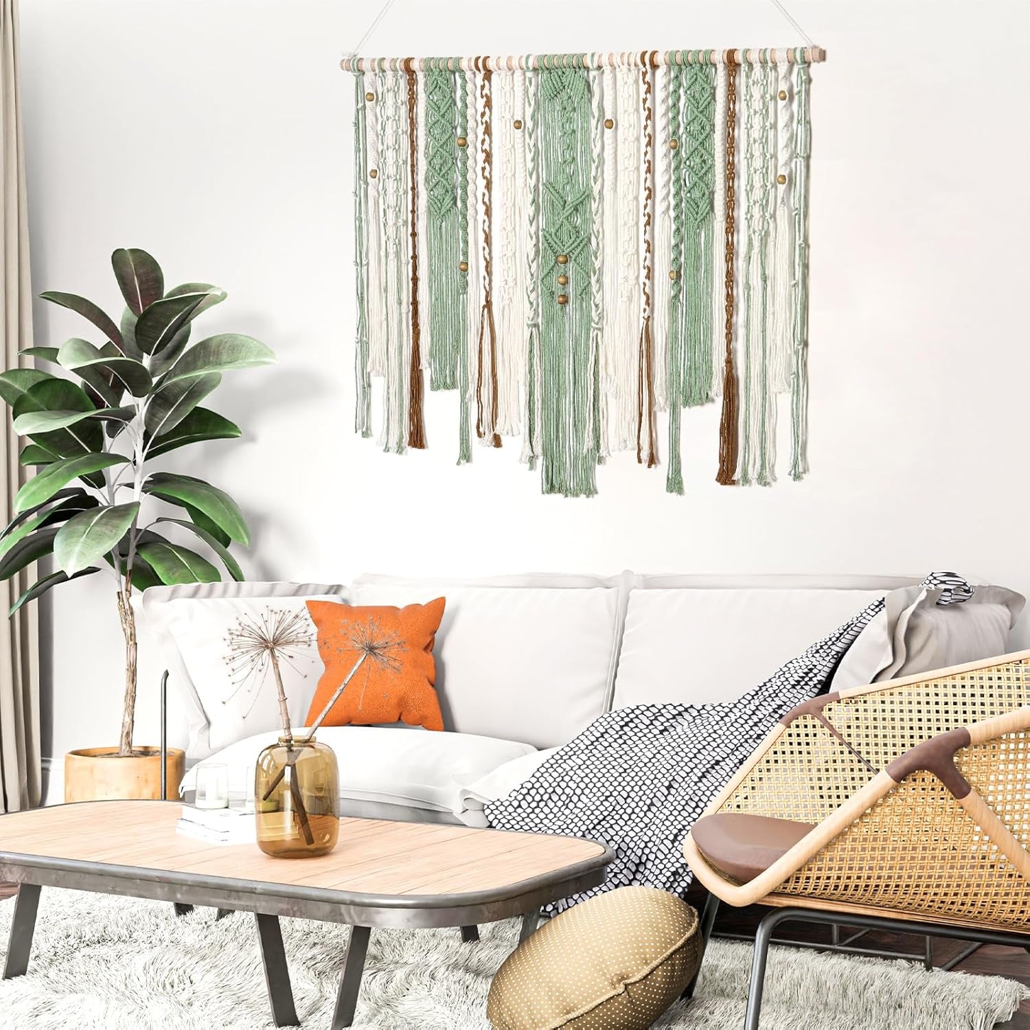 Gobeläng lomohoo stor deco grön estetisk vävd Hem - Accessoarer och dekorationer Naty Shop