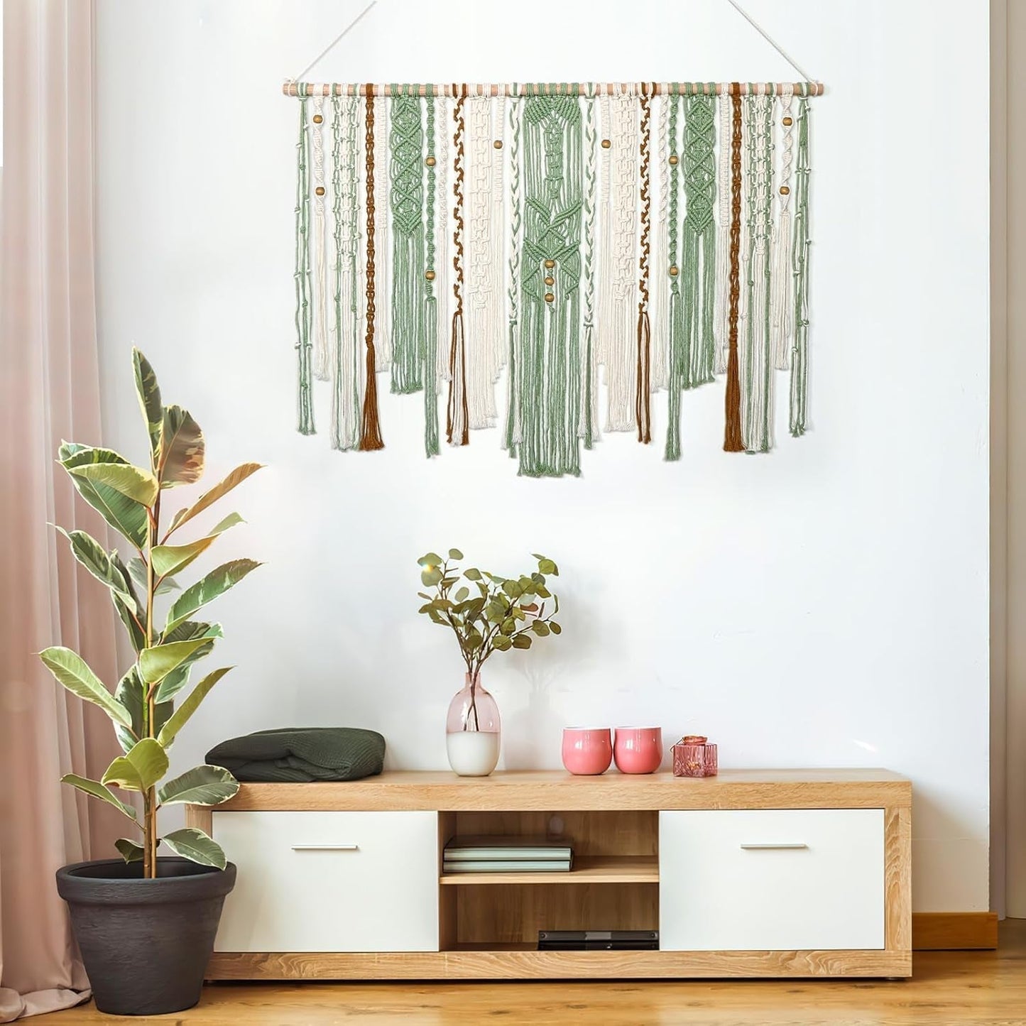 Gobeläng lomohoo stor deco grön estetisk vävd Hem - Accessoarer och dekorationer Naty Shop