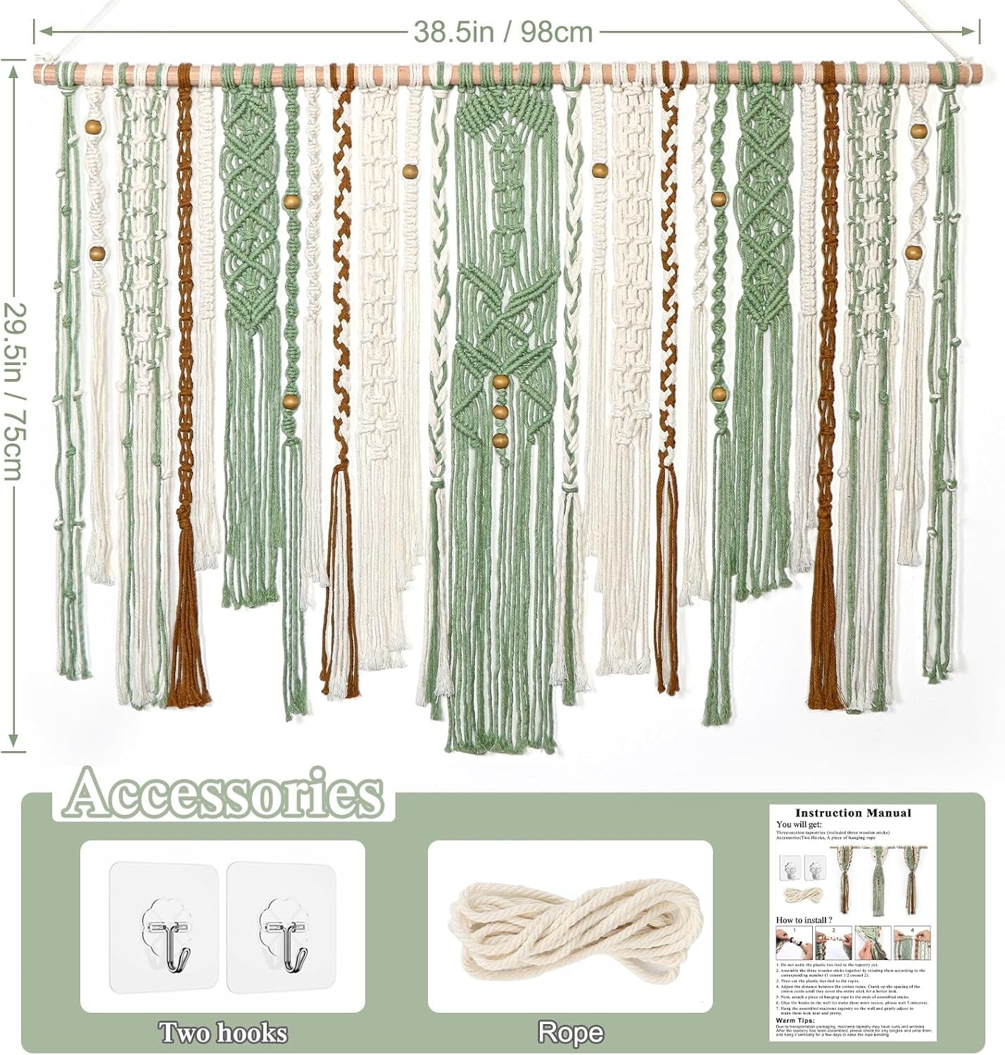 Gobeläng lomohoo stor deco grön estetisk vävd Hem - Accessoarer och dekorationer Naty Shop