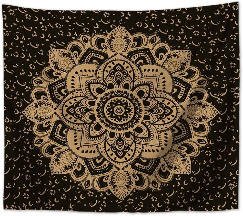 Majami indiska mandala gobeläng svart guld polyester canvas Hem - Tillbehör och dekorationer Naty Shop Standardtitel